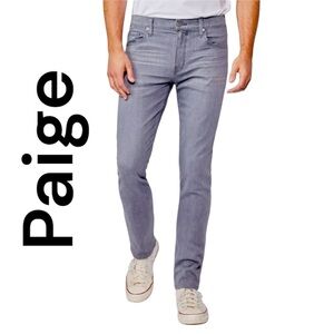 PAIGE Men's Straight Jeans in Light Gray Wash